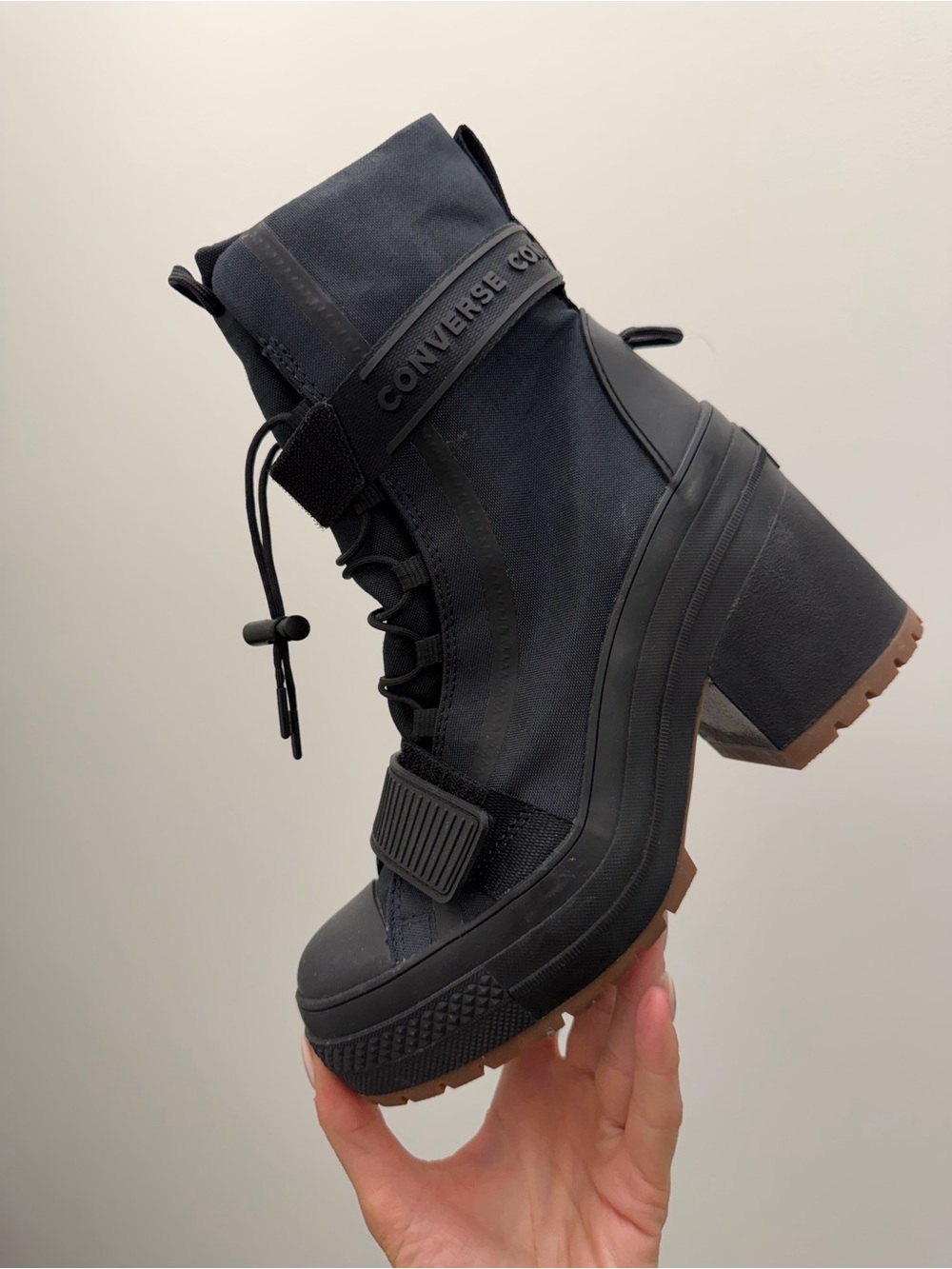 Converse Black Platform Lace-Up Heeled Boots - Picture 7 of 16